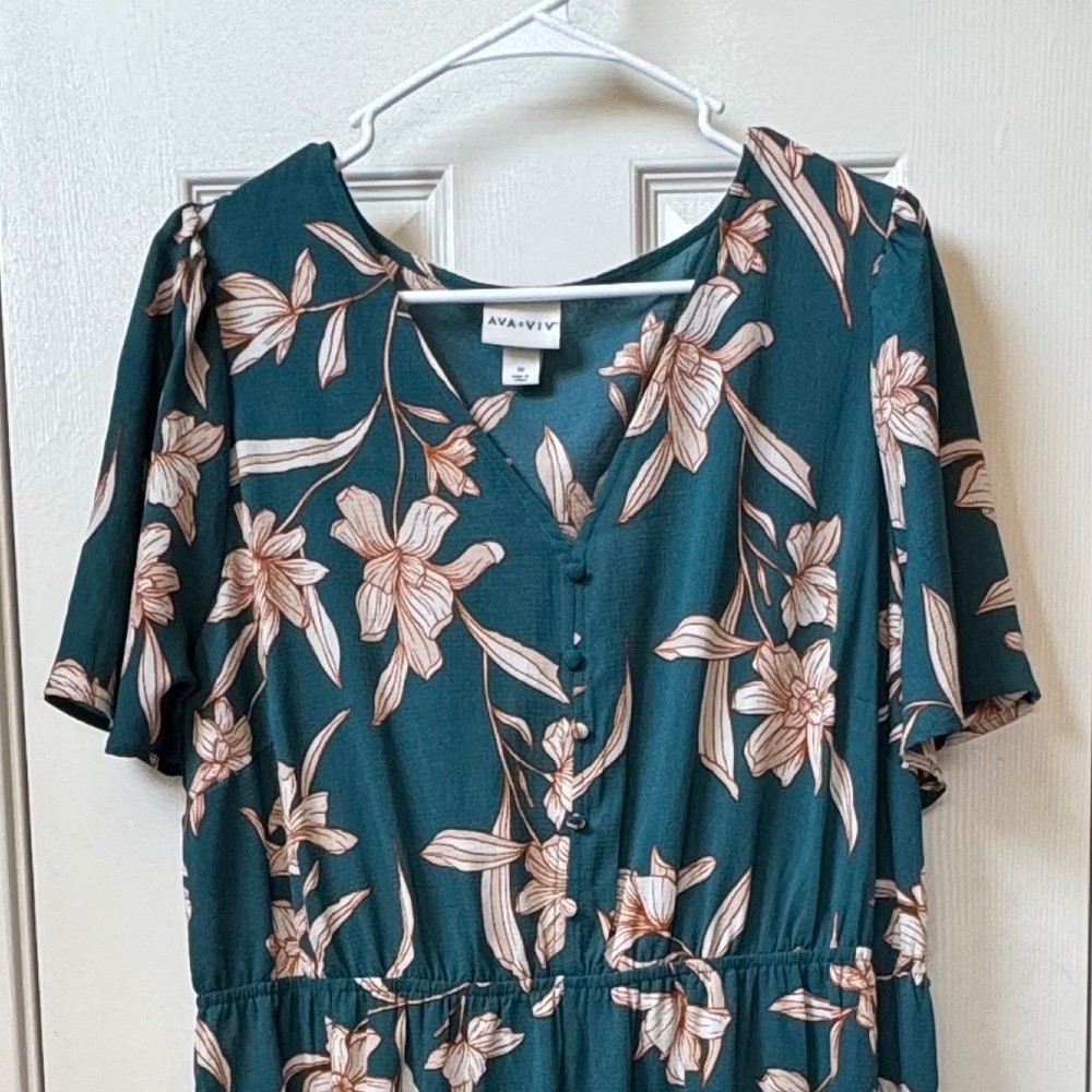 Floral Print Teal Dress